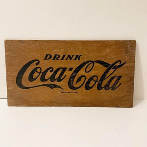 Coca Cola Plywood Advertisement Wooden Ad Drink Coke 19.25 x 10  in Sign